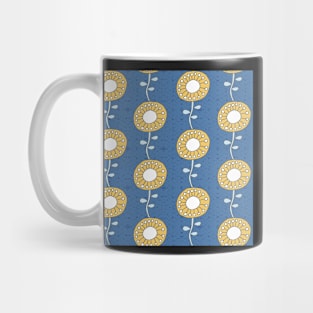 yellow sunflowers on blue Mug